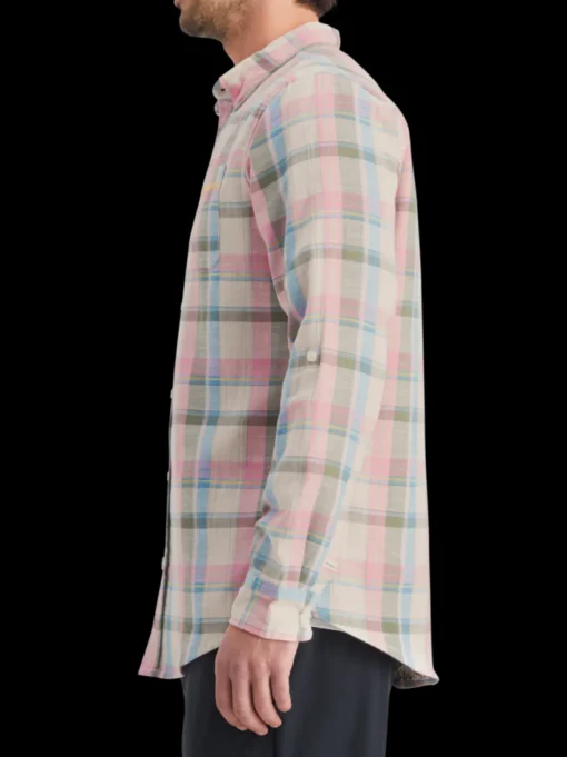 Yarn dye check roll up shirt