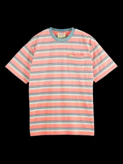 Yarn dye stripe pocket t-shirt