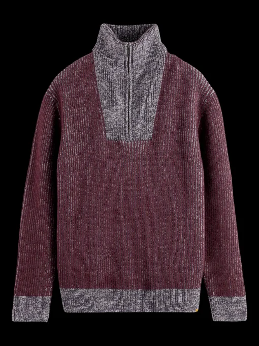ZIP TROYER ALPACA WOOL BLEND SWEATER