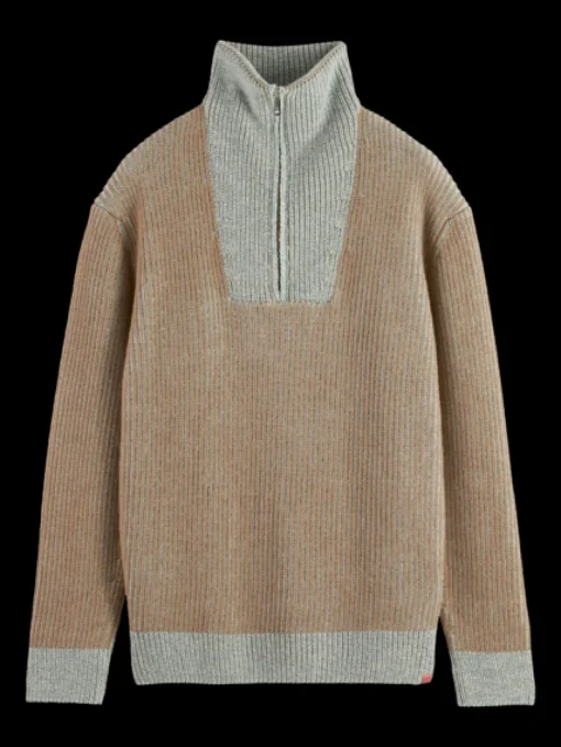 ZIP TROYER ALPACA WOOL BLEND SWEATER