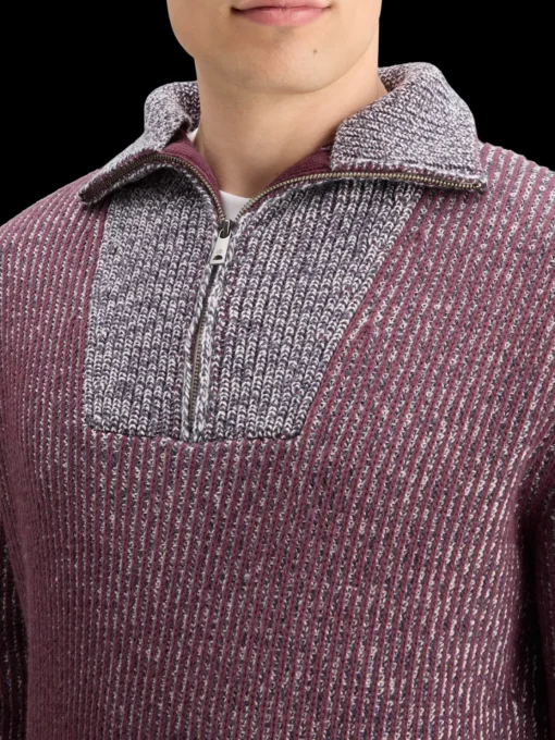 ZIP TROYER ALPACA WOOL BLEND SWEATER